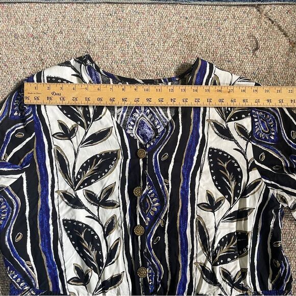 Vintage Geometric Floral Patterned Romper Plus Size Jumpsuit - Picture 10 of 12